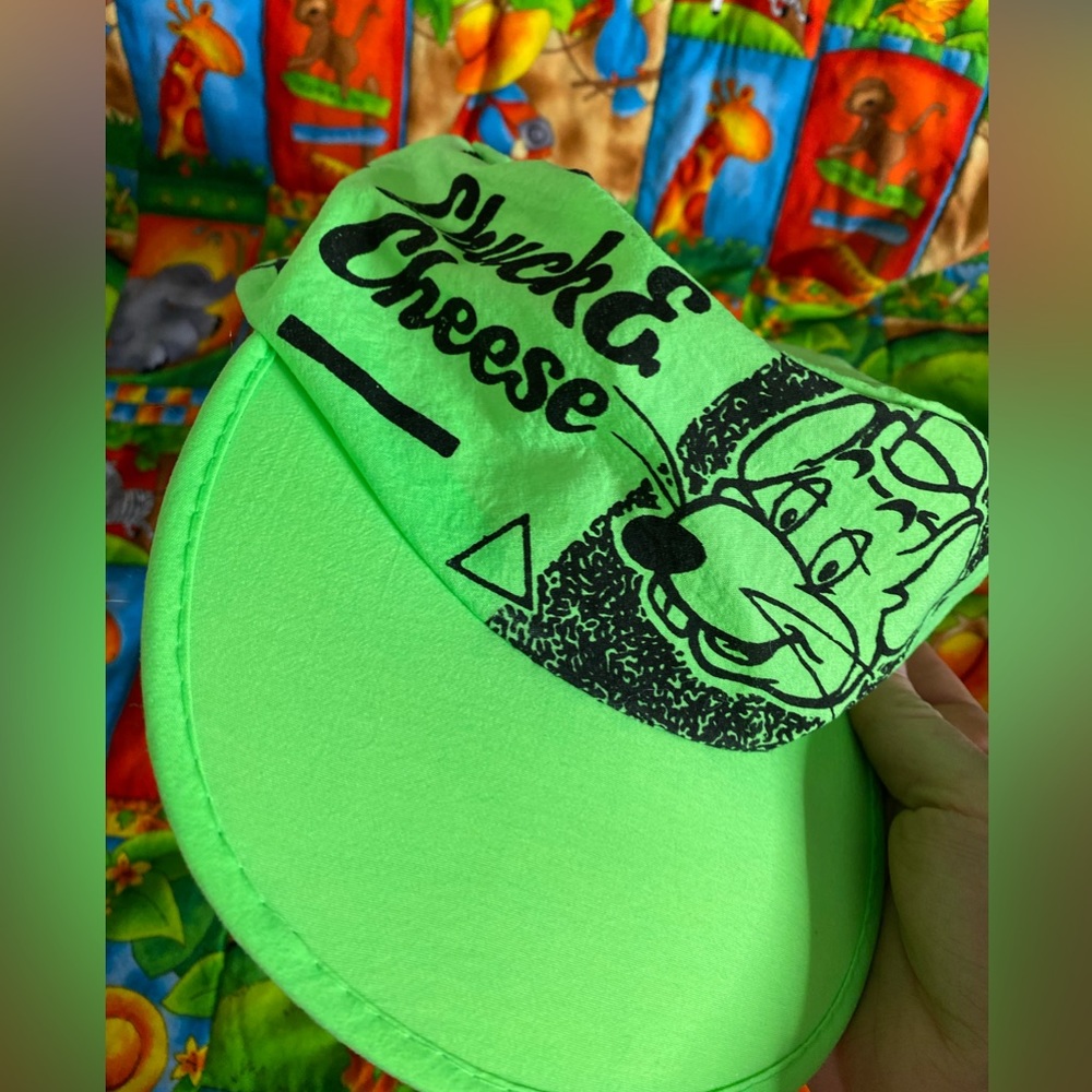 Rare 1990 Vintage Neon Green Chuck E. Cheese Hat Gem